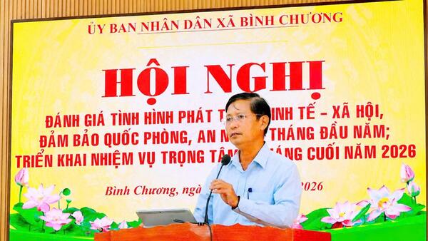 Xã Bình Chương tổ chức Hội nghị đánh giá tình hình phát triển kinh tế - xã hội 6 tháng đầu năm 2026